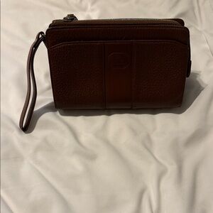 Vintage Burberry Brown Leather Clutch Bag w Nova Check Interior